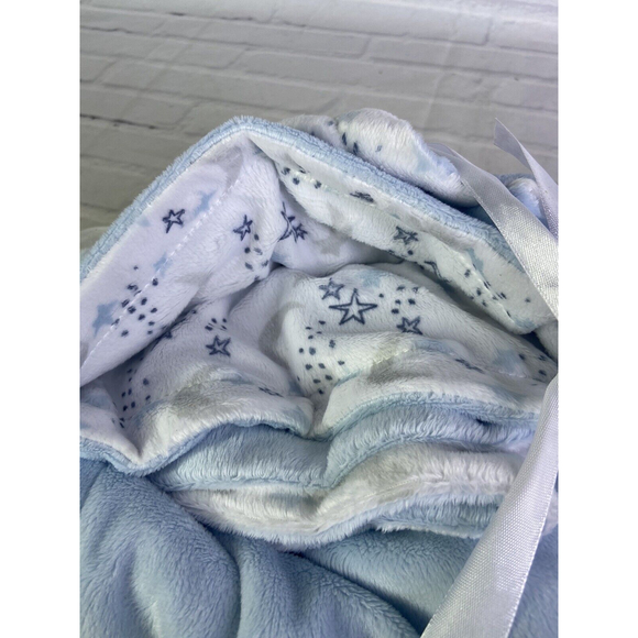 PB Piccolo Bambino White Blue Knot Shooting Star Moon Baby Blanket Lovey Velour - Picture 4 of 6